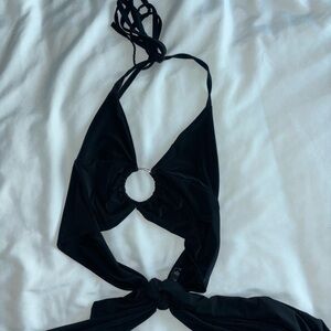 Black halter crop top